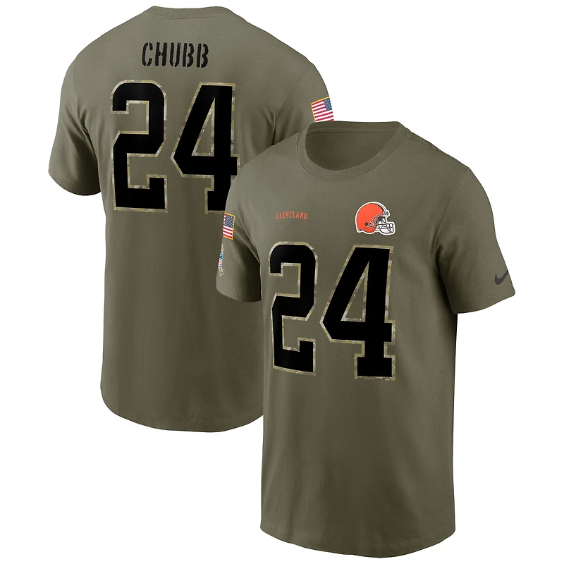 Men's Nike Nick Chubb Olive Cleveland Browns Salute To Service Name & Number T-Shirt