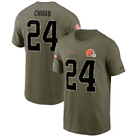 Men's Nike Nick Chubb Olive Cleveland Browns Salute To Service Name & Number T-Shirt