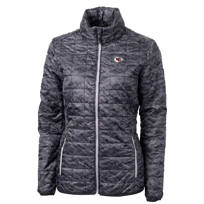 Women's Cutter & Buck Black Kansas City Chiefs Rainier Printed Full-Zip Puffer Jacket