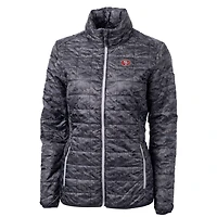 Women's Cutter & Buck Black San Francisco 49ers Rainier Printed Full-Zip Puffer Jacket