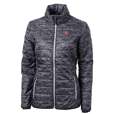 Women's Cutter & Buck Black San Francisco 49ers Rainier Printed Full-Zip Puffer Jacket
