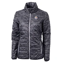 Women's Cutter & Buck Black Pittsburgh Steelers Rainier Printed Full-Zip Puffer Jacket