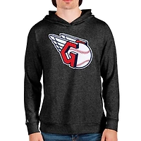 Men's Antigua Heathered Black Cleveland Guardians Team Absolute Pullover Hoodie