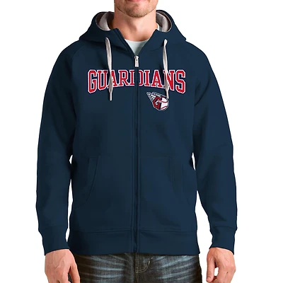 Men's Antigua Navy Cleveland Guardians Wordmark Victory Full-Zip Hoodie