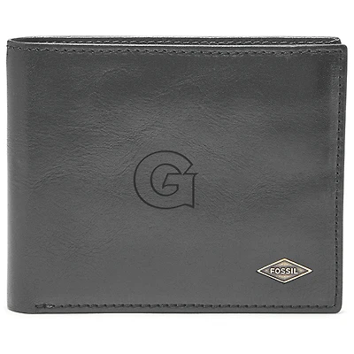 Men's Fossil Black Georgetown Hoyas Leather Ryan RFID Flip ID Bifold Wallet