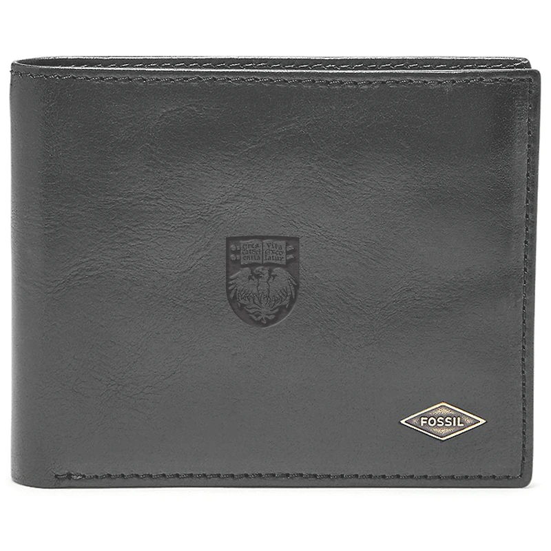 Men's Fossil Black UChicago Maroons Leather Ryan RFID Flip ID Bifold Wallet