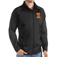 Men's Antigua Black Illinois Fighting Illini Links Full-Zip Golf Jacket