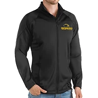 Men's Antigua Black Southern Miss Golden Eagles Links Full-Zip Golf Jacket