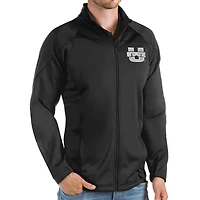 Men's Antigua Black Utah State Aggies Links Full-Zip Golf Jacket