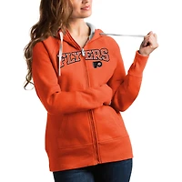 Women's Antigua Orange Philadelphia Flyers Wordmark Victory Full-Zip Hoodie
