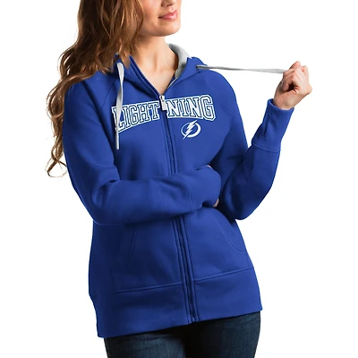 Women's Antigua Royal Tampa Bay Lightning Wordmark Victory Full-Zip Hoodie