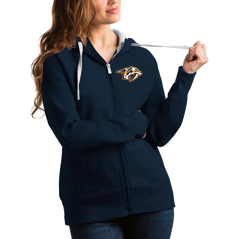 Women's Antigua Navy Nashville Predators Team Victory Full-Zip Hoodie