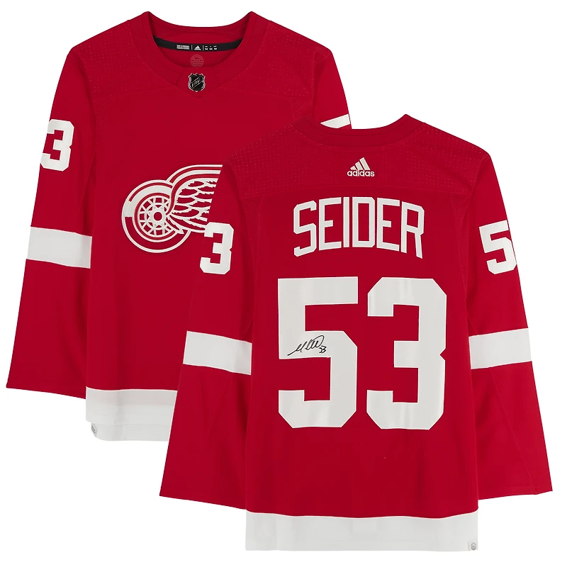 Moritz Seider Red Detroit Red Wings Autographed adidas Authentic Jersey