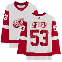 Moritz Seider White Detroit Red Wings Autographed adidas Authentic Jersey