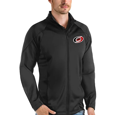 Men's Antigua Black Carolina Hurricanes Links Full-Zip Golf Jacket