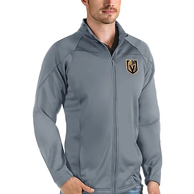 Men's Antigua Gray Vegas Golden Knights Links Full-Zip Golf Jacket