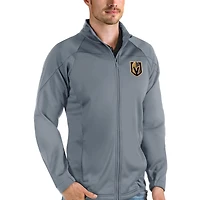 Men's Antigua Gray Vegas Golden Knights Links Full-Zip Golf Jacket