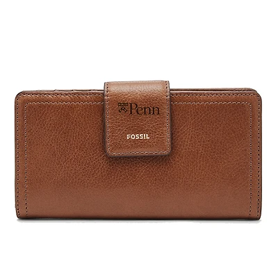 Women's Fossil Brown Pennsylvania Quakers Leather Logan RFID Tab Clutch