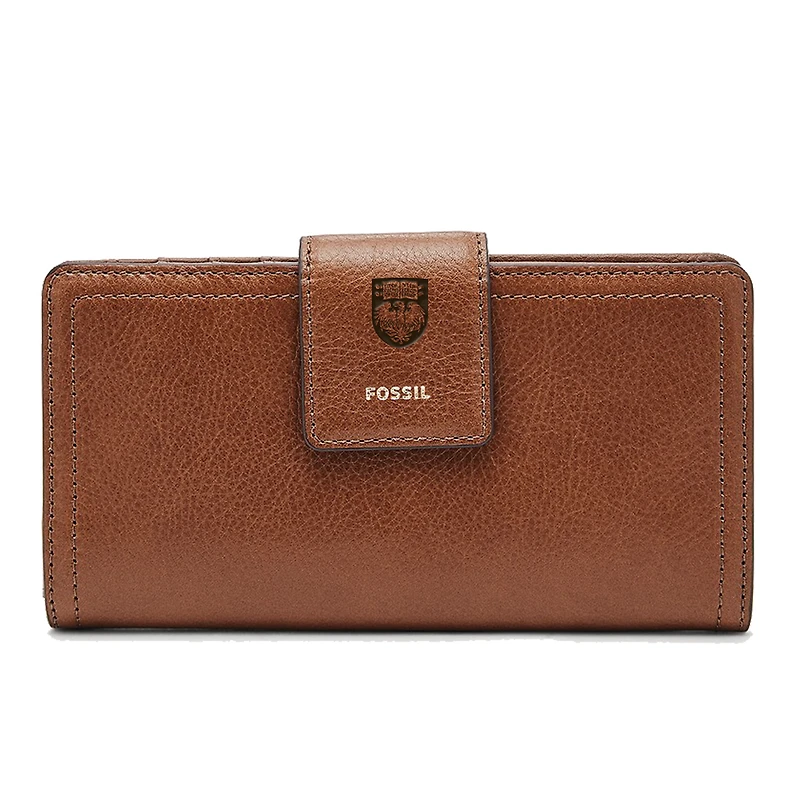Women's Fossil Brown UChicago Maroons Leather Logan RFID Tab Clutch