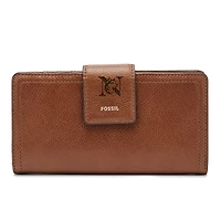 Women's Fossil Brown Northeastern Huskies Leather Logan RFID Tab Clutch