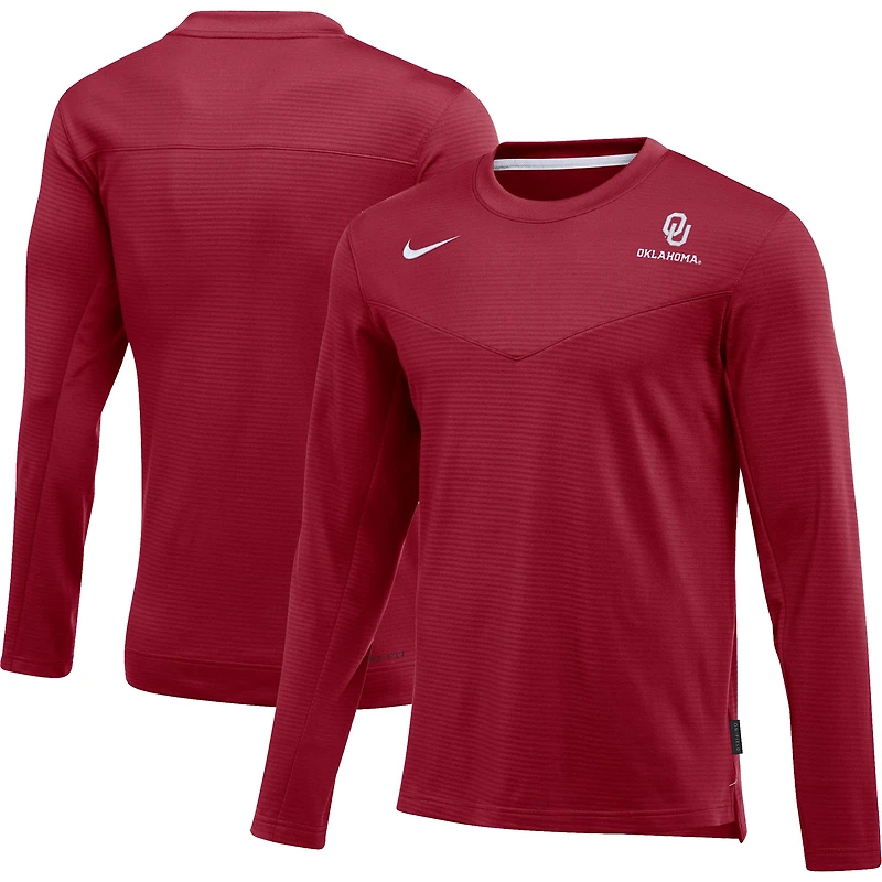Men's Nike Crimson Oklahoma Sooners 2022 Game Day Sideline Performance Long Sleeve T-Shirt