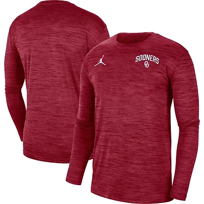 Men's Jordan Brand Crimson Oklahoma Sooners Sideline Game Day Velocity Performance Long Sleeve T-Shirt