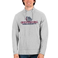 Men's Antigua Heathered Gray Gonzaga Bulldogs Team Logo Reward Crossover Neckline Pullover Sweatshirt