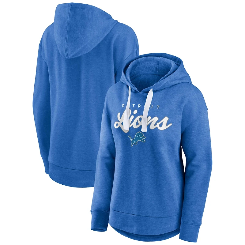 Women's Fanatics Heather Blue Detroit Lions Set To Fly Pullover Hoodie