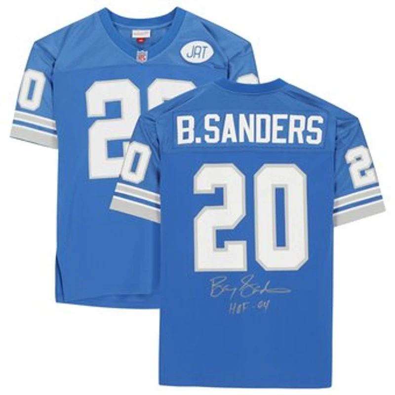 Barry Sanders Detroit Lions Autographed Blue Mitchell & Ness Authentic Jersey with "HOF 04" Inscription