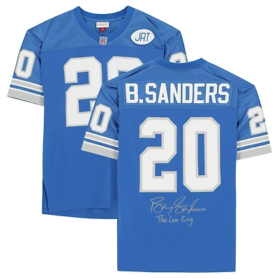 Barry Sanders Detroit Lions Autographed Light Blue Mitchell & Ness Authentic Jersey with "Lion King" Inscription