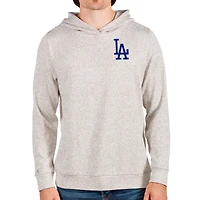 Men's Antigua Oatmeal Los Angeles Dodgers Absolute Pullover Hoodie