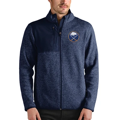 Men's Antigua Heathered Navy Buffalo Sabres Fortune Full-Zip Jacket