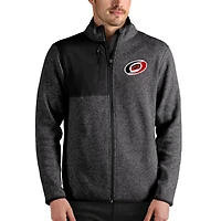 Men's Antigua Heathered Charcoal Carolina Hurricanes Fortune Full-Zip Jacket