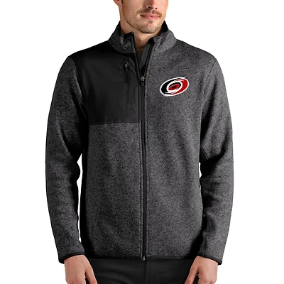 Men's Antigua Heathered Charcoal Carolina Hurricanes Fortune Full-Zip Jacket