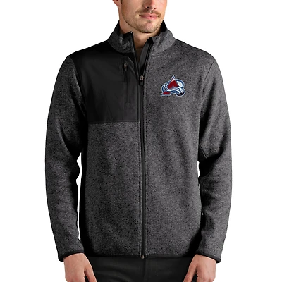 Men's Antigua Heathered Charcoal Colorado Avalanche Fortune Full-Zip Jacket