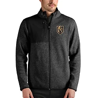 Men's Antigua Heathered Black Vegas Golden Knights Fortune Full-Zip Jacket