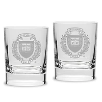 Yale Bulldogs 2-Piece 11.75oz. Square Double Old Fashioned Glass Set