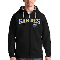 Men's Antigua Black Buffalo Sabres Wordmark Victory Full-Zip Hoodie