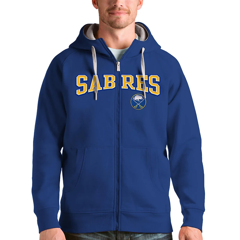 Men's Antigua Royal Buffalo Sabres Wordmark Victory Full-Zip Hoodie