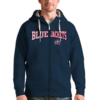 Men's Antigua Navy Columbus Blue Jackets Wordmark Victory Full-Zip Hoodie