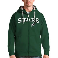 Men's Antigua Hunter Green Dallas Stars Wordmark Victory Full-Zip Hoodie