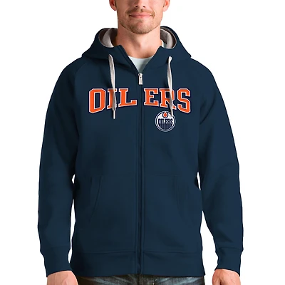 Men's Antigua Navy Edmonton Oilers Wordmark Victory Full-Zip Hoodie