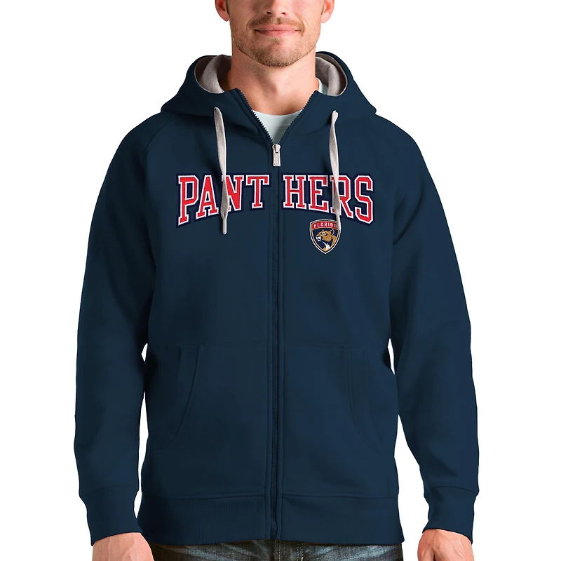 Men's Antigua Navy Florida Panthers Wordmark Victory Full-Zip Hoodie