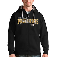 Men's Antigua Black Nashville Predators Wordmark Victory Full-Zip Hoodie