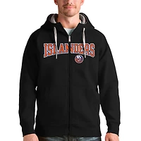 Men's Antigua Black New York Islanders Wordmark Victory Full-Zip Hoodie