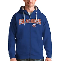 Men's Antigua Royal New York Islanders Wordmark Victory Full-Zip Hoodie