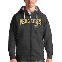 Men's Antigua Charcoal Pittsburgh Penguins Wordmark Victory Full-Zip Hoodie