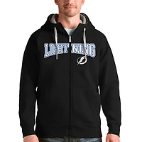 Men's Antigua Black Tampa Bay Lightning Wordmark Victory Full-Zip Hoodie