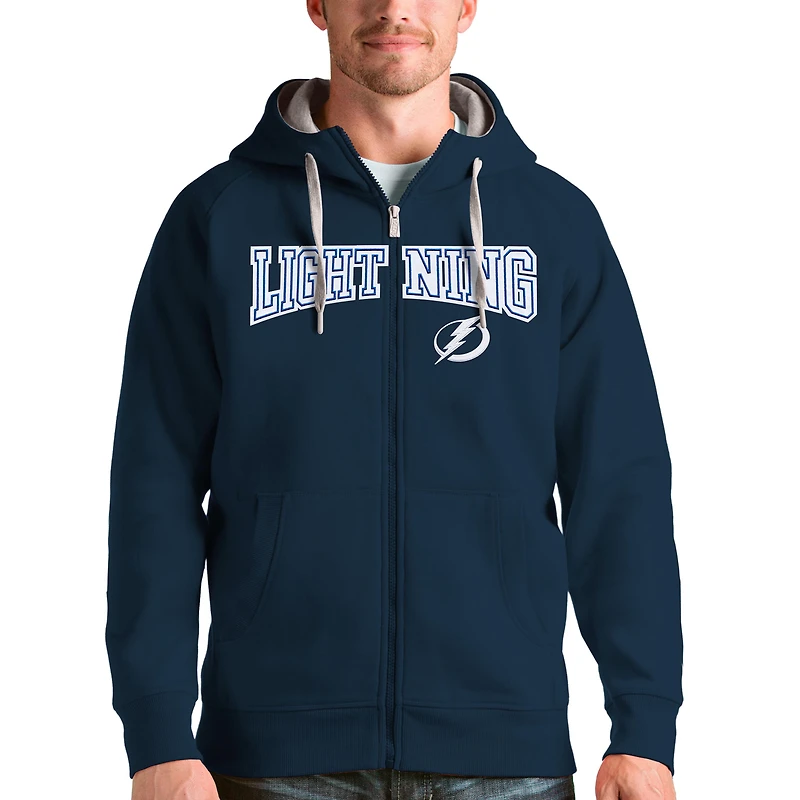 Men's Antigua Navy Tampa Bay Lightning Wordmark Victory Full-Zip Hoodie