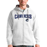 Men's Antigua White Vancouver Canucks Wordmark Victory Full-Zip Hoodie